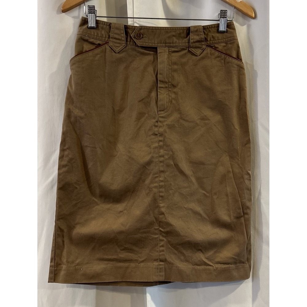 Ralph Lauren Green Label Skirt Womens Size 4 Brown Back Slit Pockets - Picture 1 of 4
